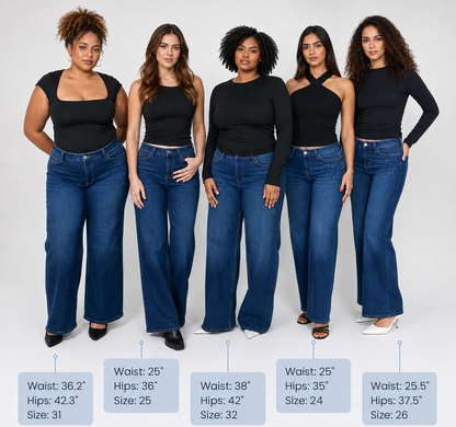 BootyLift™ BBL Mid-Low Rise Stretch Wide-Leg Jeans